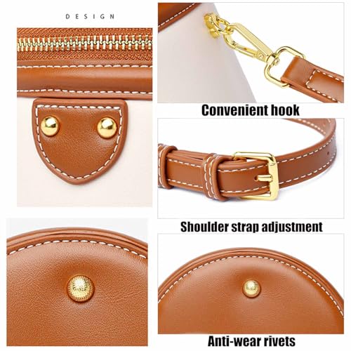 Colorblock Bucket Bag For Women,Colorblock Cylinder Fashion Leather Crossbody Bag For Travel, Vacation4
