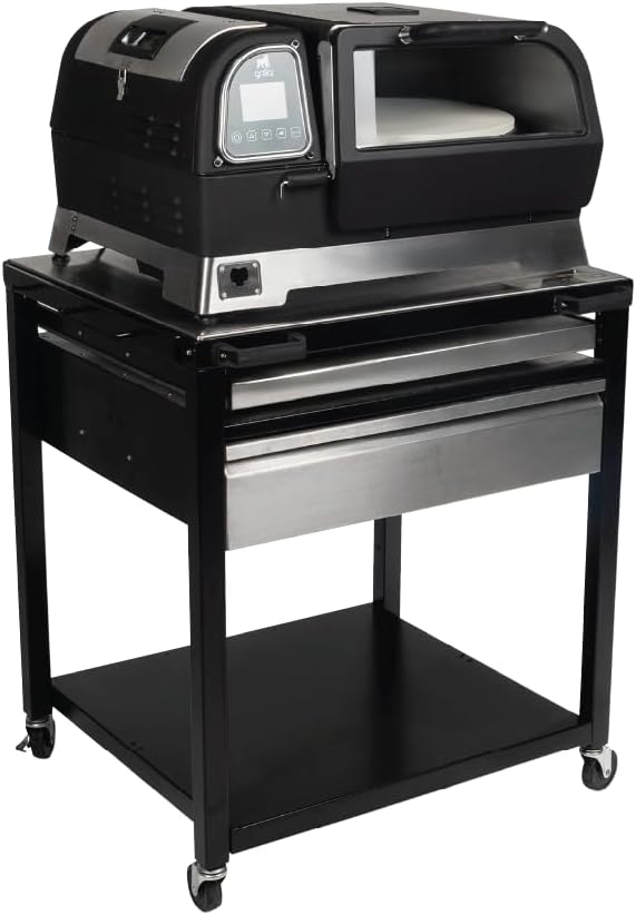 GRILLA Pie-Ro Pizza Oven Outdoor Prep Cart with Stainless Steel Construction, Added Workspace, Accessory Storage, for Pizza Cooking, Food Preparation, and Storage