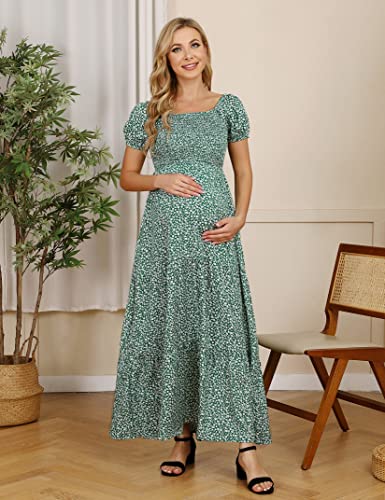 Image of Maternity Dress Women's Off Shoulder Split A Line Casual Maxi Dress Photography Dress for Babyshower