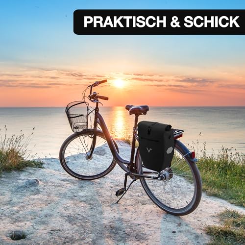 Foto von Valkental Große & wasserdichte Gepäckträgertasche - Fahrradtasche für Gepäckträger mit großen Reflektoren [Abschließbar] Bombenfester Sitz - Mehrfach ausgezeichnet - Gefertigt für Langlebigkeit