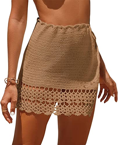 Jupe de tricot au crochet kaki finition artisanale haut de gamme taille S