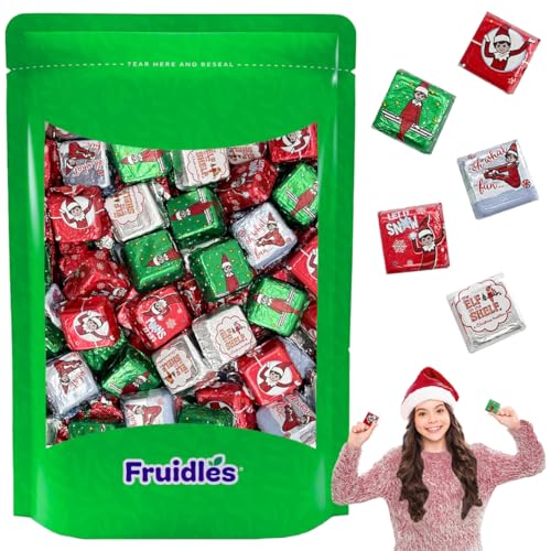 Christmas Elf on the Shelf Chocolate, Milk Chocolate Party Bag Fillers, Individually Wrapped Foils, Resealable Bag, Dairy (Half-Pound)