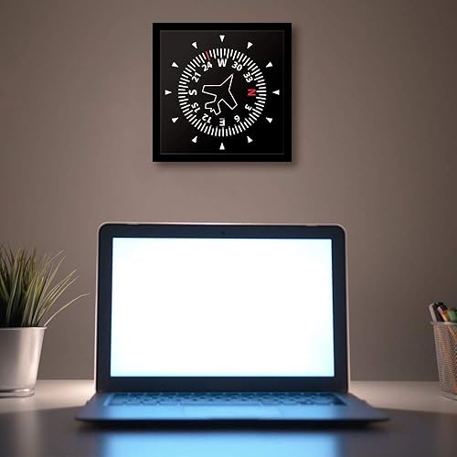 Miniatura 5 de Reloj de pared cuadrado para instrumentos de aviación, moderno reloj de mesa de aviación silencioso sin tictac, funciona con pilas, reloj de pared