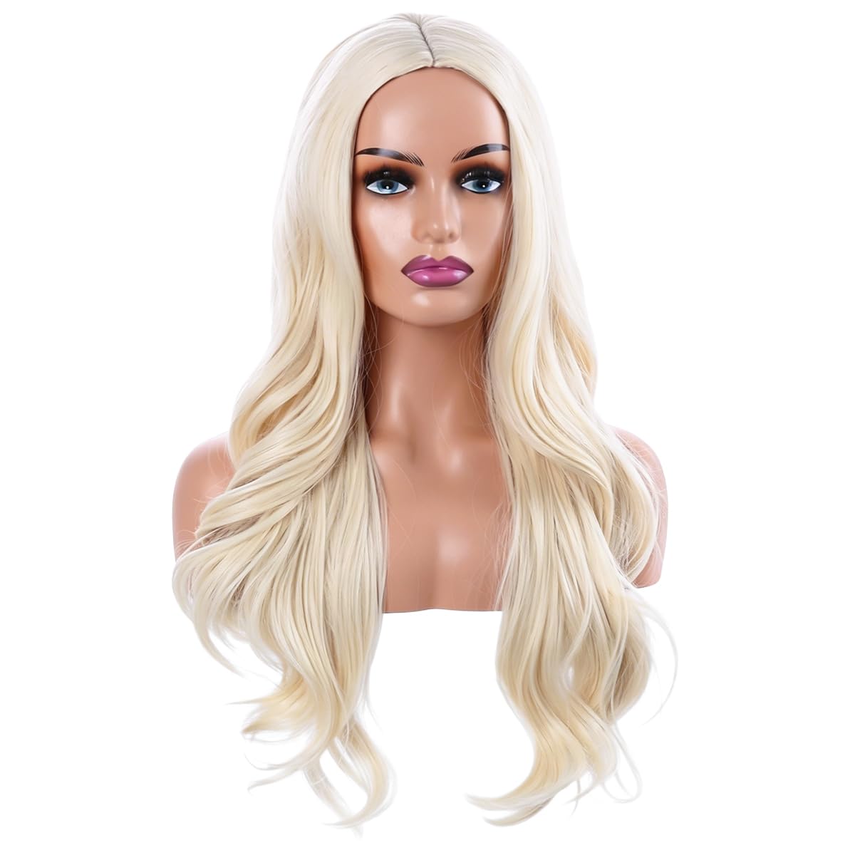Blonde Wig Long for Women Wavy Blond Wig Middle Part Heat Resistant Synthetic Cosplay Party Costume Wigs