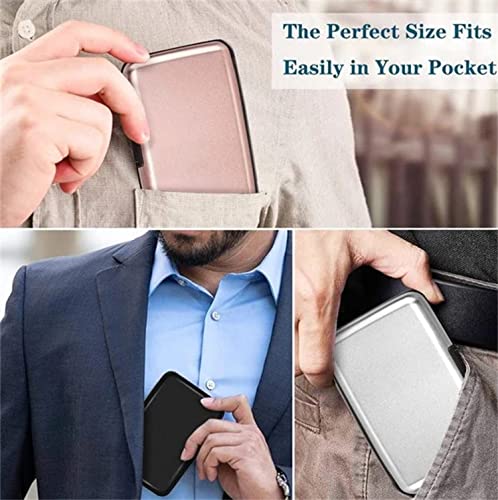 2023 New Stainless Steel Wallet Clip Pro Secure Tech Anti-Theft Wallets with DIY Stickers, Waterproof Bifold Slim Aluminum Alloy Wallet for Men Women, Credit Cards Holder Purse for Travel Work3