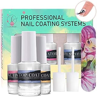 Latorice Dipping Powder Coating Systems 2 in 1 Base&Top Coat, Activator, Brush saver