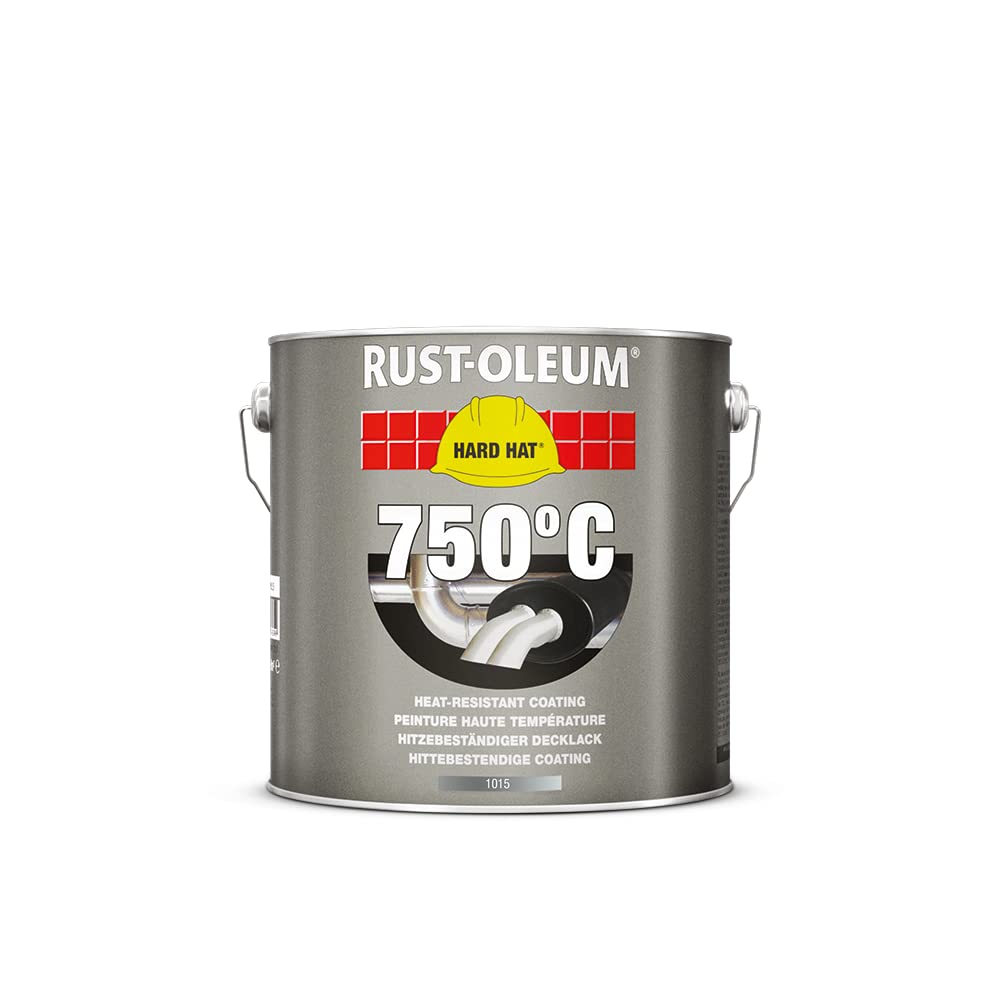 Rust-Oleum HARD HAT Hitzebeständiger Decklack - Hochleistungs-Deckschicht, hitzebeständig bis 750°C, Ofenlack Auspufflack Sprühlack Lack Spray Sprühfarbe Hitzelack Farbspray (2.5 l, Schwarz)
