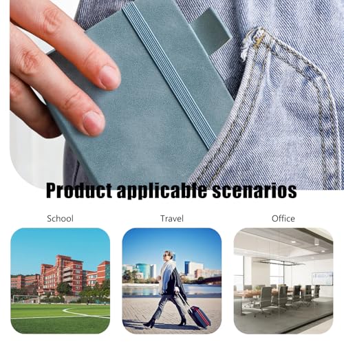 YJSDDNTY 2 pcs Notizbuch A7, Notizblock Mini Notizbuch, Taschennotizbuch Leder mit Elastischem Verschlussband für Reisen Schule,Journal, Reisetagebuch(Rosa + Blau)