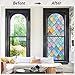 rabbitgoo Stained Glass Window Film Rainbow Film Decorative 3D Privacy Sticker Colorful Lattice Window Decals Cling, Sun Catcher Static Decals for Home 17.5