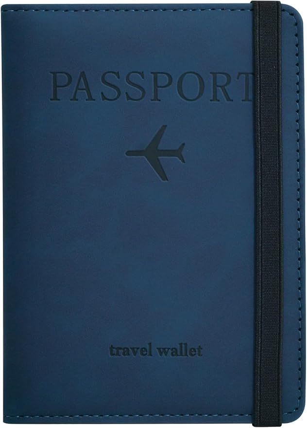 AlezyB 1X Blue RFID Passport Holder Cover & Travel Wallet, RFID Blocking Organiser for Tickets, Cash & Cards,Credit Cards Holder, Airport Essentials Passport Case for Men & Women, Travel Accessories