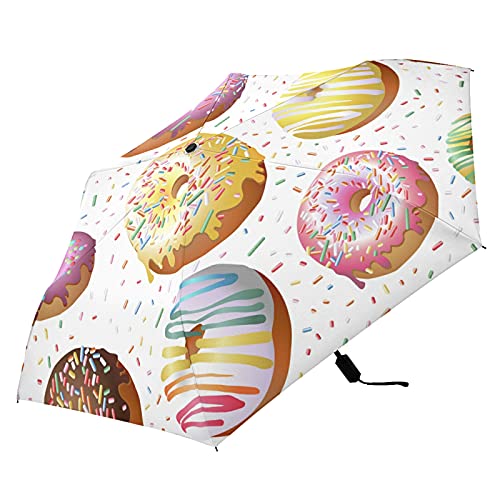 Parapluie pliable compact blanc léger portable anti-UV à pois et biscuits colorés