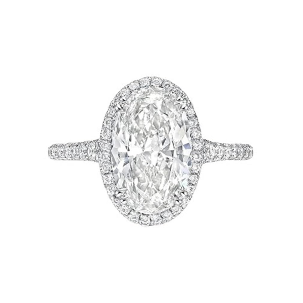 3 CT Elongated Oval Halo Moissanite Engagement Rings for Women Handmade Wedding Bridal Ring Set Pave Setting Silver 10k 14k 18k Solid Gold Anniversary Promise Gifts For Her (14K Solid White Gold)