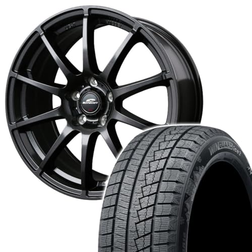 スタッドレスタイヤホイール4本セット MID SCHNEIDER StaG 16x6.5J 5/100 +48 ストロングガンメタ × NEXEN WINGUARD ice2 205/55R16 91T 冬用 マルカサービス シュナイダー アルミホイール