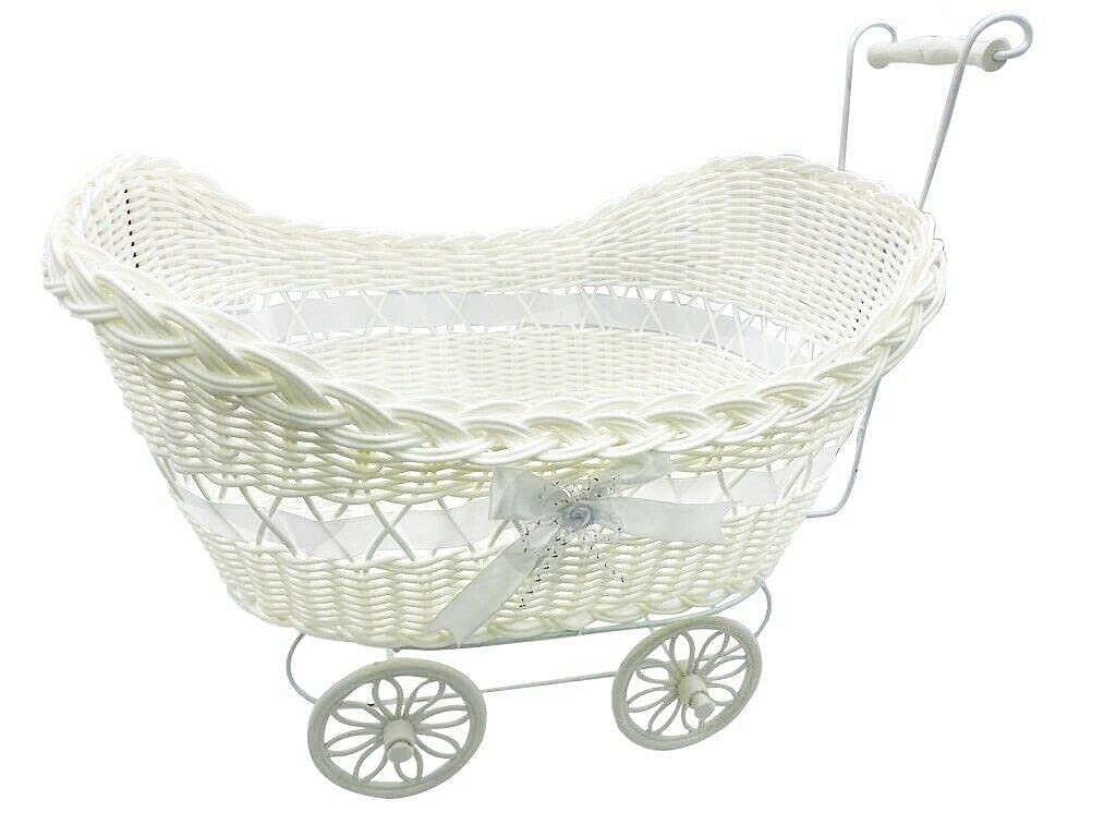 Baby Hamper Gift Storage Basket Baby Shower Party Gifts for New Born Boys Girls Presents (White)