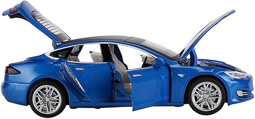 Miniatura 3 de Model S - Coche de juguete fundido a presión de aleación a presión a escala 1:32 a partir de 3 años, auto de juguete con luz y sonido, azul