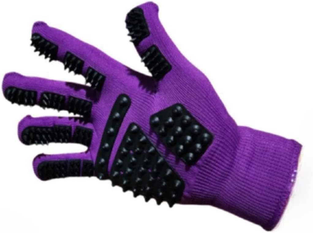 Pet Grooming Glove – Gentle Bathing & Deshedding Brush Glove for Long & Short Hair Dogs, Cats, Rabbits, Horses – Easy to Use Dog Washing Gloves – Single Right Hand Glove (Purple)