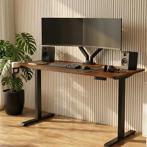 Image of Velocity Electric Height Adjustable Desk for Office Work | 80 Kg Weight Capacity | 5 Year Warranty | Sit-Stand Ergonomic Table | 3 Memory Preset (Rust, Table top - 100cm)
