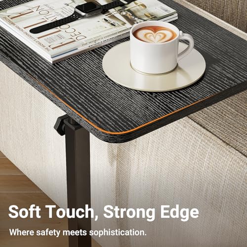Image of ELYKEN Side Table Height Adjustable, 360Swivel End Table for Sofa Living Room, Heavy Duty Bedside Table for Bedroom Office Small Spaces, Black