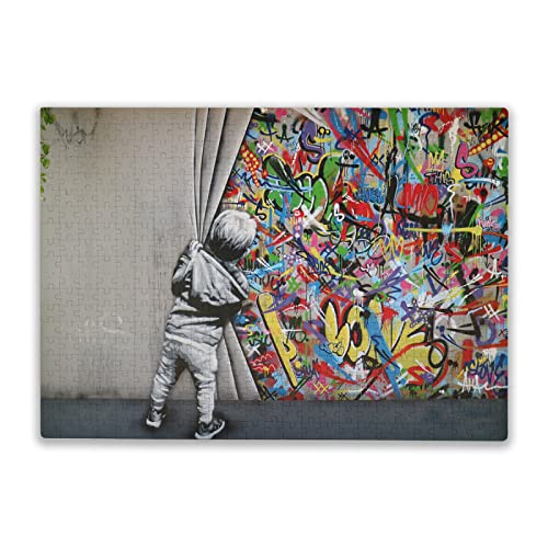 Hzong 1000ピース ジグソーパズル Banksy バンクシー 落書き モダンアート 木製 50×75cm パズル装飾画 部屋飾り インテリア 親子ゲーム 収納ケース付き おしゃれ コレクション 子供 人気 知育玩具 おもちゃ プレゼント