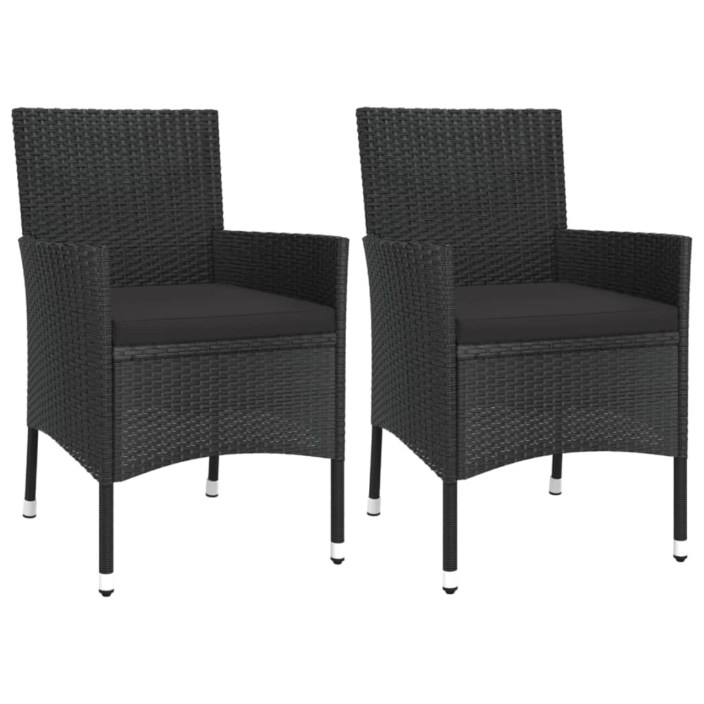 LAPOOH 3-TLG. Garten-Bistro-Set mit Kissen Schwarz Poly Rattan Bierzeltgarnitur, Gartenbar, Biertisch Bierbänke, Essgruppe, Gartenmöbel Set, Balkonmöbel, 3187426