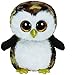 TY 36991 - Owliver Buddy - Eule gelb glitzernder Schnabel und Füße mit Glitzeraugen, Glubschi's, Beanie Boo's, Large 24 cm, schwarz/braun