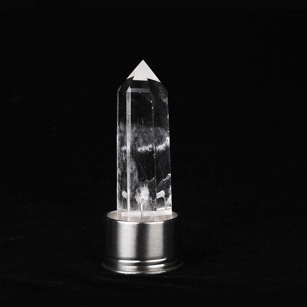 Gaone 550 Ml Crystal Water Bottle Quartz Clear Quartz Reusable Decorated with Natural White Crystal Wand Stick Gem Quartz Infused Water Bottle Crystal Obelisk Water Bottle Elixir