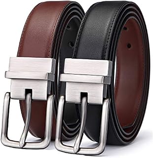 Men's Belt, Bulliant Leather Reversible Belt 1.25",One Belt Reverse for 2 Colors