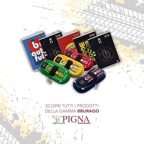 Pigna Federmäppchen BBurago Auto Blau, Hart geformt mit Innenfächern, Stifthalter und Netz, Exklusive Kollektion BBurago x