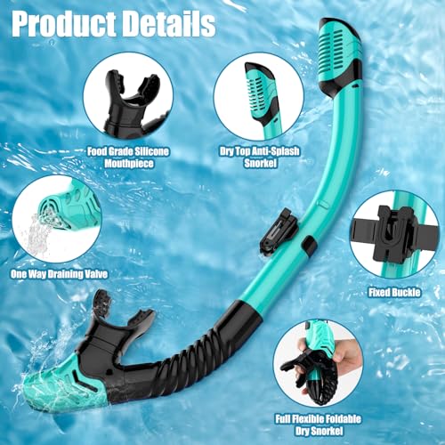 Snorkeling Gear for Adults, Dry-Top Snorkel Set Scuba Diving mask, Snorkel Mask, Panoramic Anti-Leak Anti-Fog Tempered Glass Lens, Swimming Training Snorkeling Packages