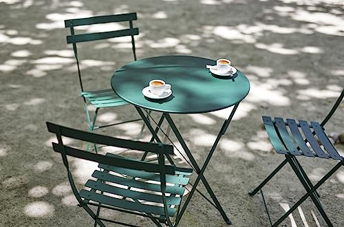 Fermob - Bistro 24" Round Table - Lacquered Steel Folding Table For Two To Three People - No Parasol Hole - Outdoor & Indoor Use - Cotton #TOP7