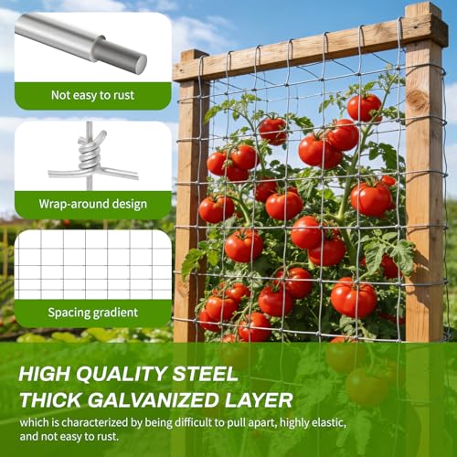 Cattle Panel 4ft x 328ft 14 Gauge Heavy Duty Galvanized Woven Wire Fence 12 Gauge Border 8in to 3.5in Mesh for Goat Sheep Hog Deer Horse Livestock Fencing Yard Garden Field Agricultural Farm Ranch