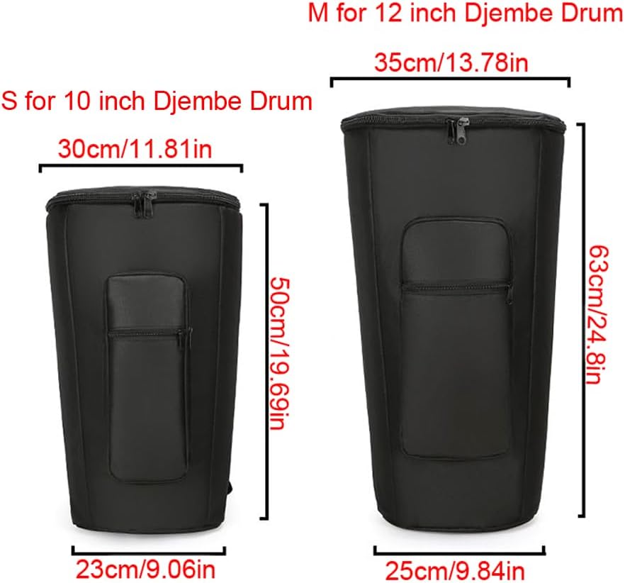 African Djembe Drum Bag, Oxford Cloth Padded Backpack, Waterproof with Inner Padding, Adjustable Shoulder Straps (12 inch)