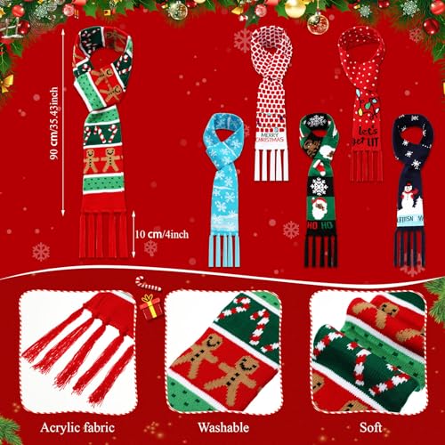 Liitrsh 6 Pcs Unisex Christmas Scarf with Tassels, Soft Knitted Holiday Scarf for Women Wraps Gift, 6 Styles (Elegant) Multicolor2