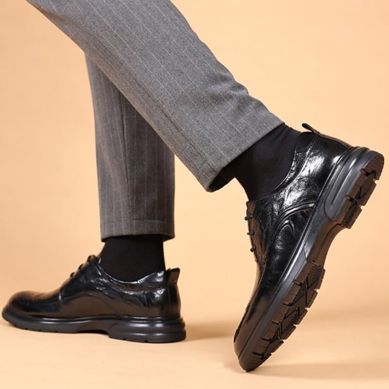 Men's Dress Shoes Comfort Brogue Oxfords Shoes Men Pointed Toe Classic Lace-up Formal Derby Shoes3