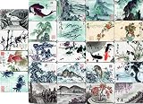 Chinese Writing Brush Style Fridge Magnets Refrigerator Magnet Design Decorations Art Decor Items Pattern Souvenirs Set of 24