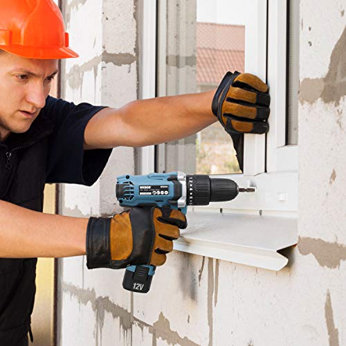 WESCO Akkuschrauber Akkubohrer 12V Akku Bohrer Schrauber Bohrschrauber Schlagbohrschrauber Drill Driver Set Drehmoment-Aufsatz 23 Bits Bohrer 25Nm Max Drehmoment Drehmomentstufen 21+1+1 Akku Ladegerät – Bild 4