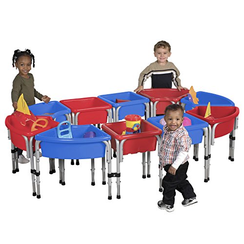 ECR4Kids Assorted Colors Sand and Water Adjustable Activity Play Table Center with Lids, Modular (10-Station)