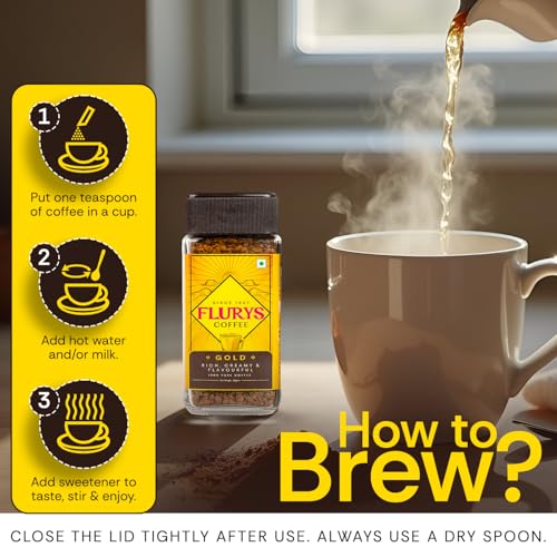 Image of Flurys Gold Coffee Instant Premium Freeze- Dried 100% Coffee, 50 grams | Rich, Creamy and Flavourful