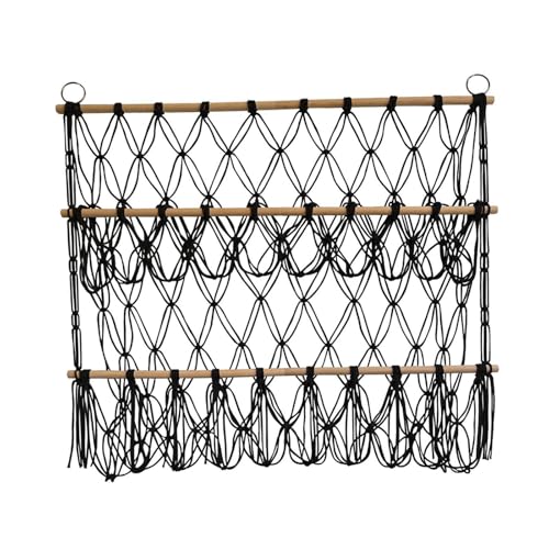 Hamac de rangement tissé à la main QUILSTM, filet d'angle pour peluches au design noir épuré