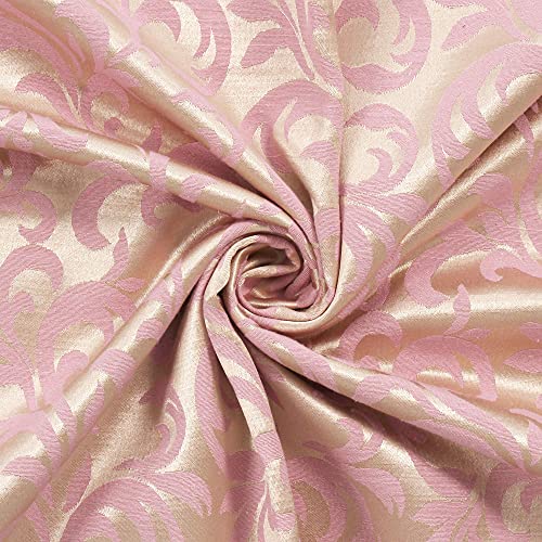 Image of Story@Home Bloom Collection Jacquard Lavish and Modern Rich Floral Print 2 Piece Eyelet Ring top Window Curtain for Bedroom and Hall - 5 Feet, Pale Pink