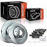 A-Premium 11.81 inch (300mm) Front Drilled and Slotted Disc Brake Rotors + Ceramic Pads Kit Compatible with Select BMW models - 323Ci/323i 2000, 325Ci, 325i, 325xi, 328Ci, 328i, Z3, Z4 6-PC Set