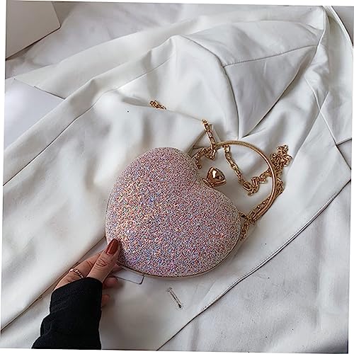 Pochette chic en métal et PU de haute qualité avec chaîne cœur