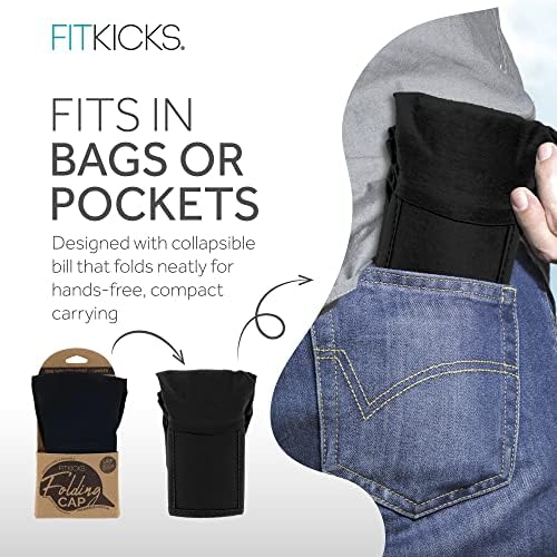 FITKICKS Folding Cap, Comfortable and Adjustable Ball Cap, UPF 50+ Sun Cap for Men and Women