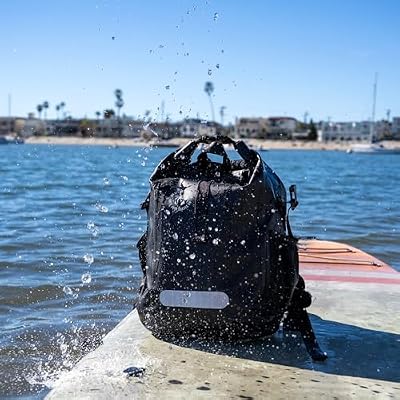 Ho Stevie! Waterproof Surf Backpack - Heavy Duty with Laptop Sleeve - Roll Top Closure Keeps Your Gear Dry In Bag - 25L