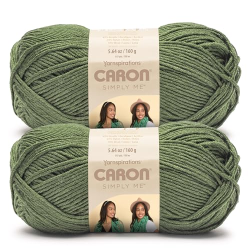 Image of Caron Simply Me, Soft Yarn for Crocheting, Peridot, 2-Pack | #5 Bulky Yarn, 62% Acrylic 20% Nylon 18% Wool, Soft Yarn for Knitting, Crochet, Hobby Crafts, 197yd, 160g /5.64oz per skein