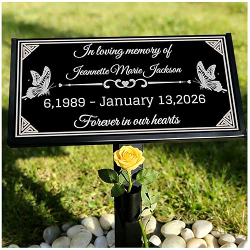 Joshmin Personalized Memorial Stones, Grave Marker, Granite Headstones for Outdoor Memorial Plaques, Cemetery Decorations, Grave Markers for Cemetery for Humans (Memorial Stones)