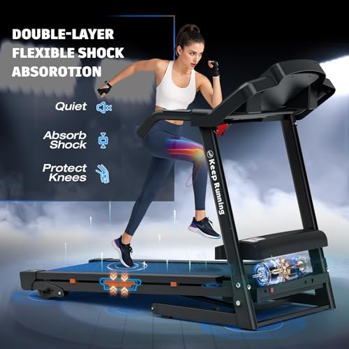 Image of FYC 3.5HP Folding Treadmill for Home with Incline (0.5-10 MPH), 330 lb Weight Capacity - Bluetooth, App Connectivity - Ideal for Walking, Jogging & Running Under Desk Treadmill(Orange)