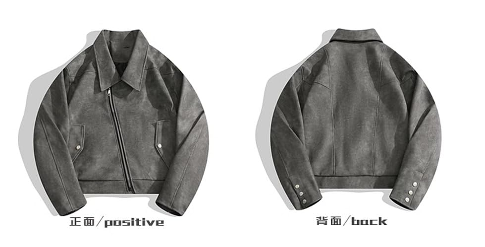 Men's Leather Jacket with Zipper Top2