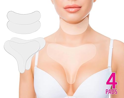 Ritaeusa Paquete de 4 parches antiarrugas para el pecho, parches antiarrugas, almohadilla de silicona antiarrugas, parches de arrugas reutilizables
