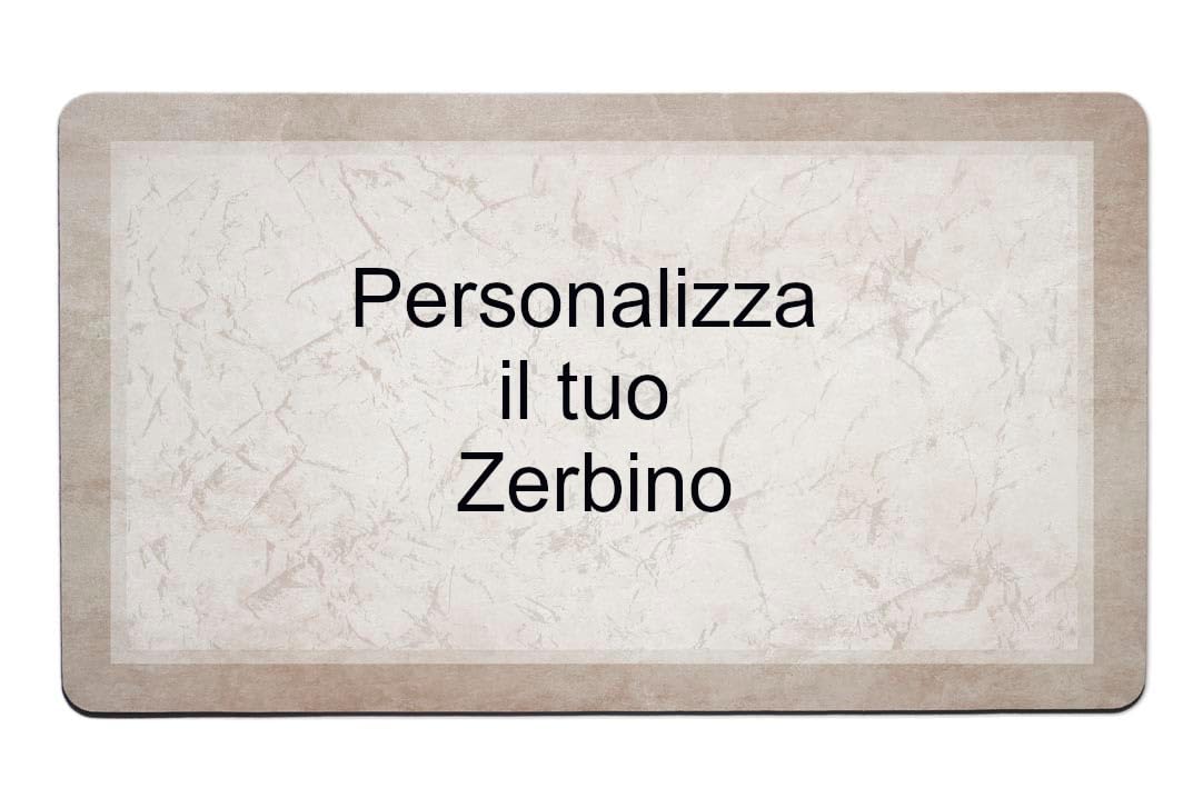 Zerbino Personalizzato 39x68 cm – Tappeto ingresso Esterno/Interno con Nome, Testo, Antiscivolo, Ultra Assorbente, Lavabile in Lavatrice, Fondo in Gomma Naturale (Pietra Bianca, Personalizzato)